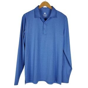 Solbari Long Sleeve Polo Shirt UPF 50+ Mens M Blue Performance Golf Thumbholes